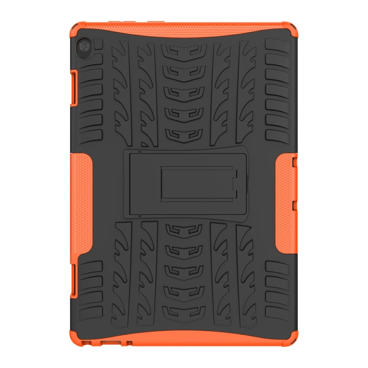 For Lenovo Tab M10 X605 / X505 Tire Texture Shockproof TPU+PC Protective Tablet Case with Holder(Orange) - For Lenovo by buy2fix | Online Shopping UK | buy2fix