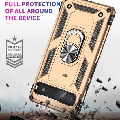 For Google Pixel 6A Shockproof TPU + PC Protective Case with 360 Degree Rotating Holder(Gold) - Google Cases by buy2fix | Online Shopping UK | buy2fix