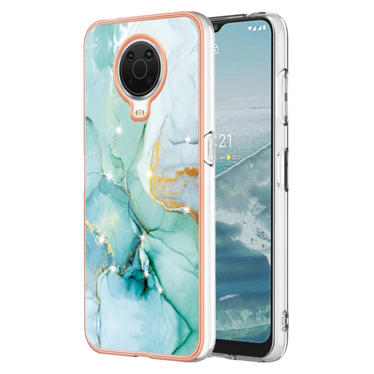 For Nokia G20 / G10 Electroplating Marble Pattern Dual-side IMD TPU Phone Case(Green 003) - Mobile Accessories by buy2fix | Online Shopping UK | buy2fix