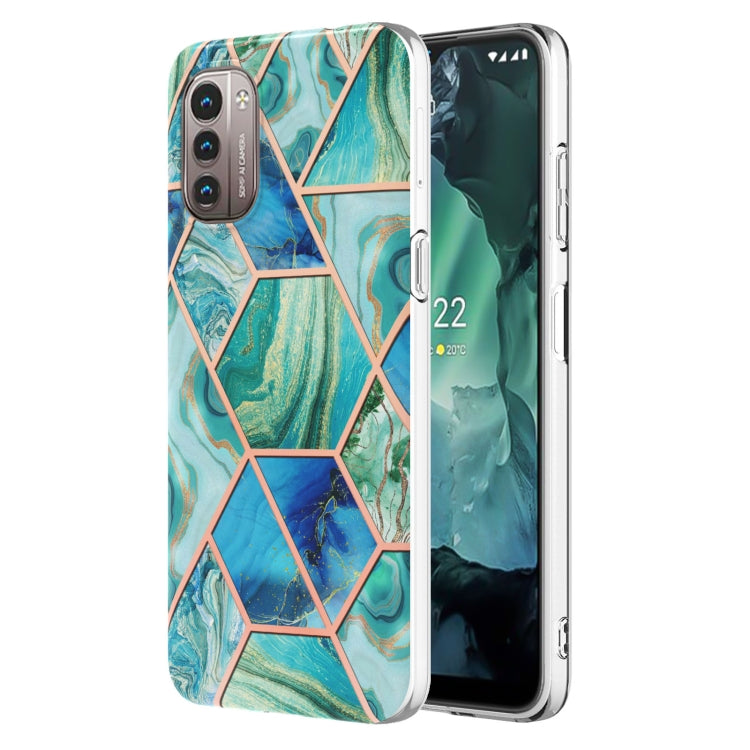 For Nokia G21 / G11 Electroplating IMD Splicing Marble TPU Phone Case(Green) - Mobile Accessories by buy2fix | Online Shopping UK | buy2fix