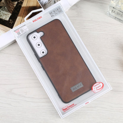 For Samsung Galaxy S22 5G SULADA Shockproof TPU + Handmade Leather Phone Case(Brown) - Galaxy S22 5G Cases by SULADA | Online Shopping UK | buy2fix