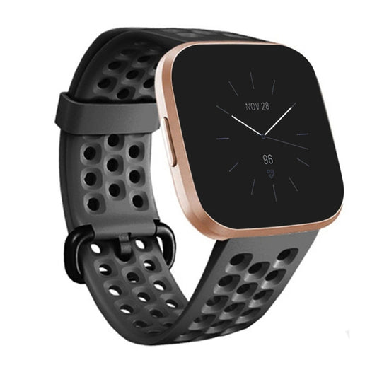 For FITBIT Versa 2 Breathable Silicone Watch Band(Black) - Watch Bands by buy2fix | Online Shopping UK | buy2fix