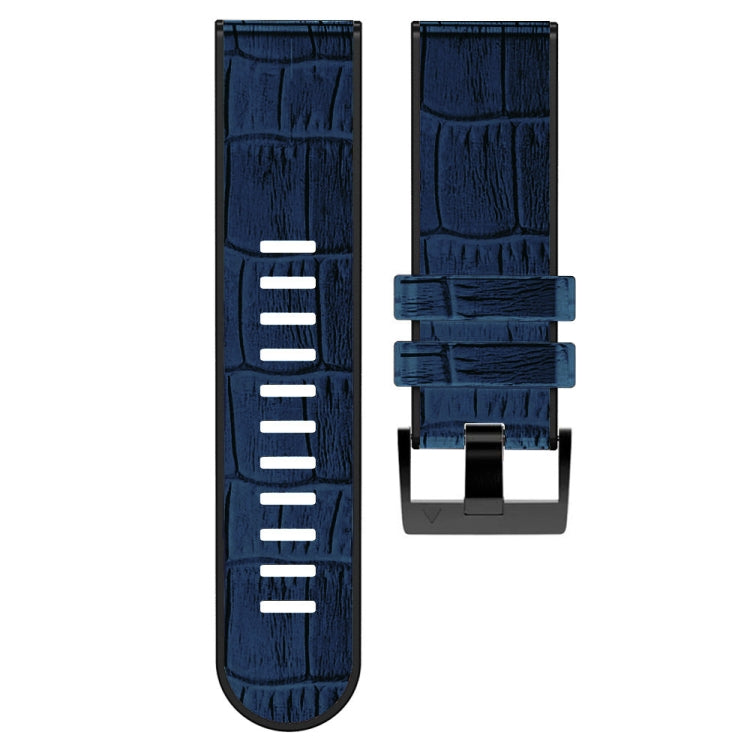 For Garmin Fenix 7X/6X Pro/Tactix 7 26mm Crocodile Texture Silicone Leather Watch Band(Blue) - Watch Bands by buy2fix | Online Shopping UK | buy2fix