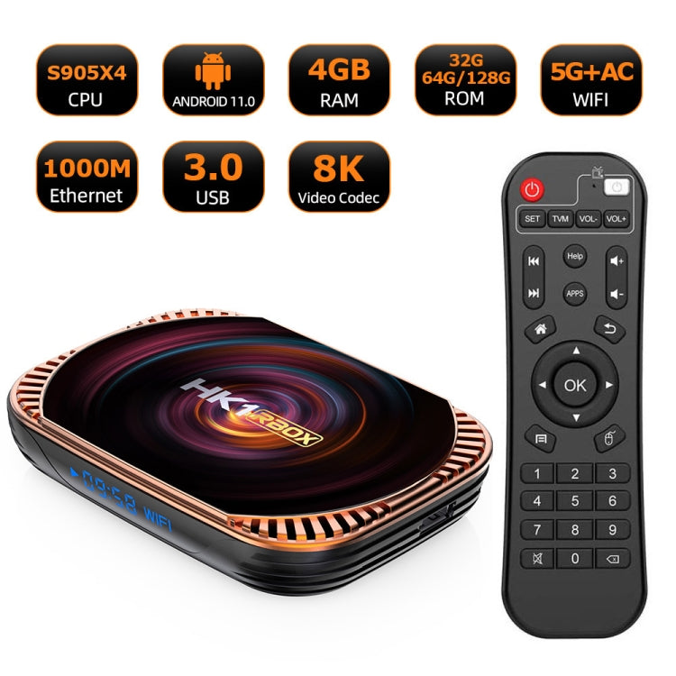 MECOOL HK1RBOX X4 4K TV Box, Android 11 Amlogic S905X4 CPU with RC 4GB+64GB(EU Plug) - Consumer Electronics by MECOOL | Online Shopping UK | buy2fix