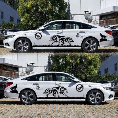 2 PCS/Set D-180 Wolf Totem Pattern Car Modified Decorative Sticker(Black) - In Car by buy2fix | Online Shopping UK | buy2fix