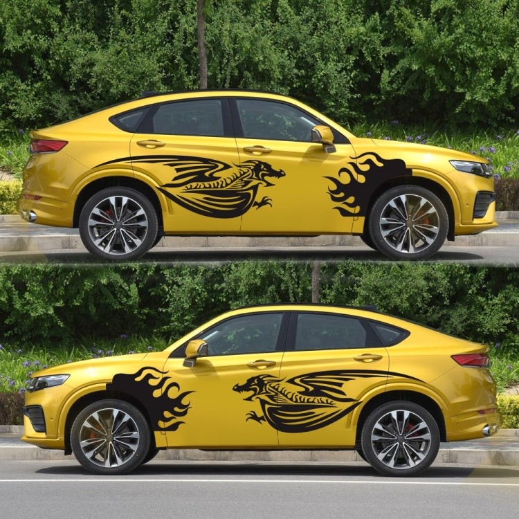 2 PCS/Set D-489 Fire-breathing Dragon Pattern Car Modified Decorative Sticker(Black) - In Car by buy2fix | Online Shopping UK | buy2fix