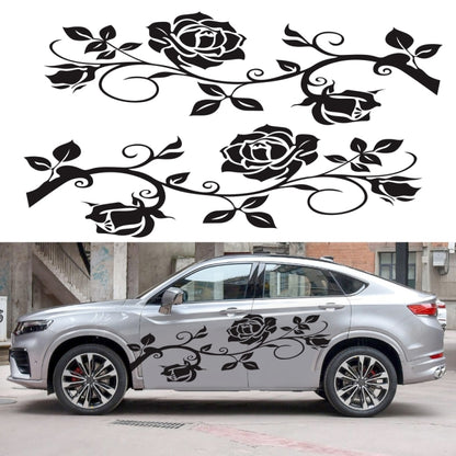 2 PCS/Set D-545 Rose Pattern Car Modified Decorative Sticker(Black) - In Car by buy2fix | Online Shopping UK | buy2fix