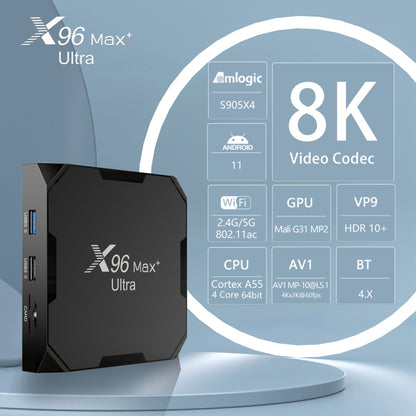 X96 Max+ Ultra 4GB+32GB Amlogic S905X4 8K Smart TV BOX Android 11.0 Media Player, Plug Type:US Plug - Consumer Electronics by buy2fix | Online Shopping UK | buy2fix