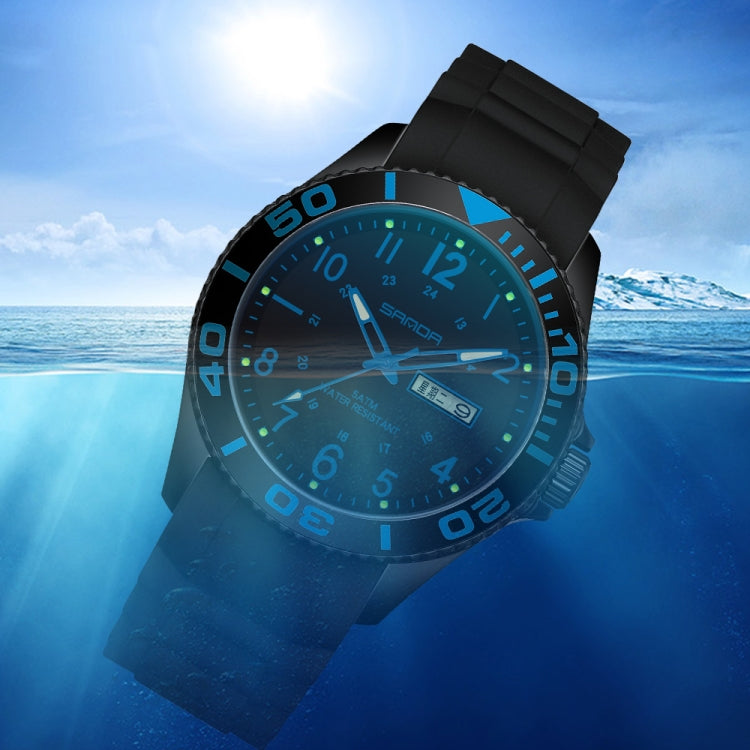 SANDA 1053 Womens TPU Strap Dual Display Waterproof Electronic Watch(Haze Blue) - Silicone Strap Watches by SANDA | Online Shopping UK | buy2fix