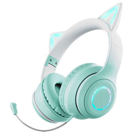 BT029C RGB Dual Modes Cat Ear Wireless Bluetooth Headphone(Green) - Apple Accessories by buy2fix | Online Shopping UK | buy2fix