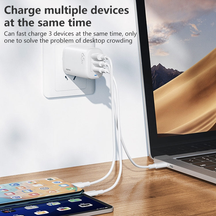 REMAX RP-U55 Territory Series 65W USB+Dual USB-C / Type-C Interface Fast Charger, Specification:CN Plug(Black) - Apple Accessories by REMAX | Online Shopping UK | buy2fix