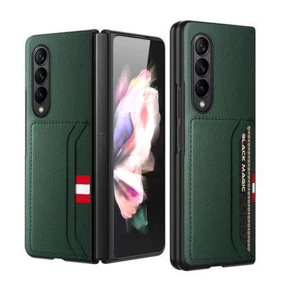 For Samsung Galaxy Z Fold4 5G GKK Litchi Texture Card Slot Phone Case(Green) - Galaxy Z Fold4 5G Cases by GKK | Online Shopping UK | buy2fix