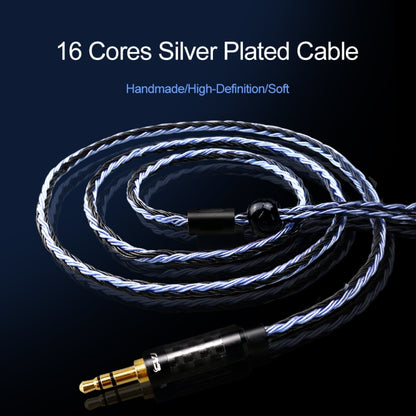 CVJ V3 1.2m 16 Cores Silver-plated 3.5mm Earphone Cable, Style:0.78mm(Black-Blue) - Cable & Splitter by CVJ | Online Shopping UK | buy2fix