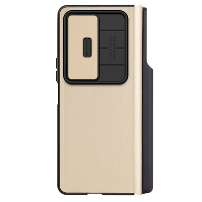 For Samsung Galaxy Z Fold4 5G NILLKIN QIN Series Pro Sliding Camera Cover Design Leather Phone Case(Gold) - Galaxy Z Fold4 5G Cases by NILLKIN | Online Shopping UK | buy2fix