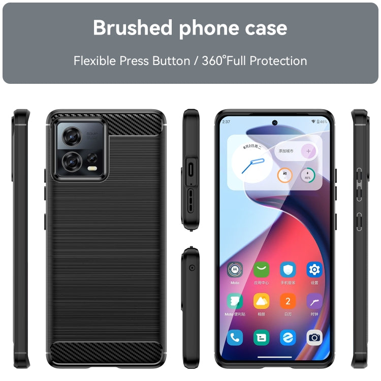 For Motorola Moto S30 Pro Brushed Texture Carbon Fiber TPU Phone Case(Black) - Motorola Cases by buy2fix | Online Shopping UK | buy2fix
