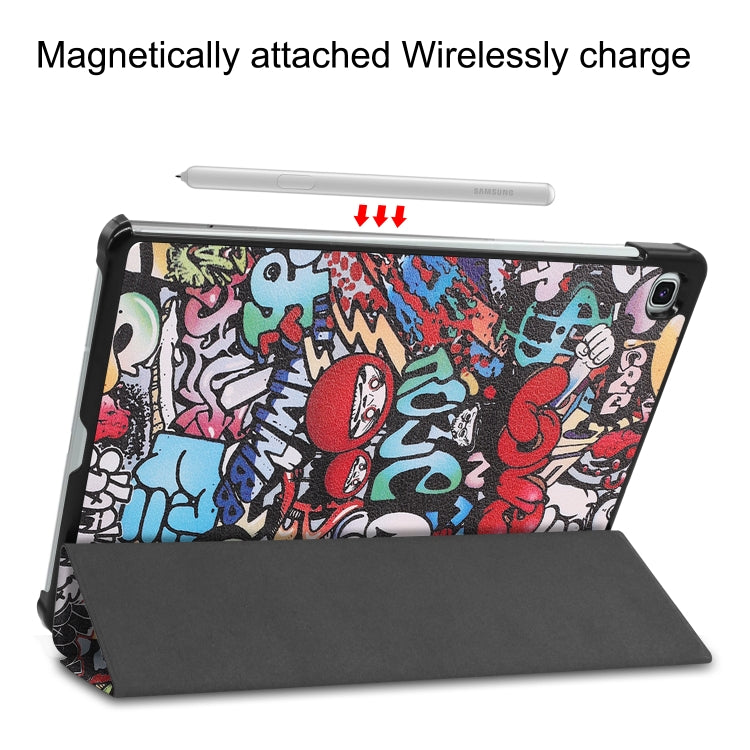 For Samsung Galaxy Tab S6 Lite P610 10.4 inch Colored Drawing Horizontal Flip Leather Case, with Three-folding Holder(Graffiti) - Samsung Accessories by buy2fix | Online Shopping UK | buy2fix