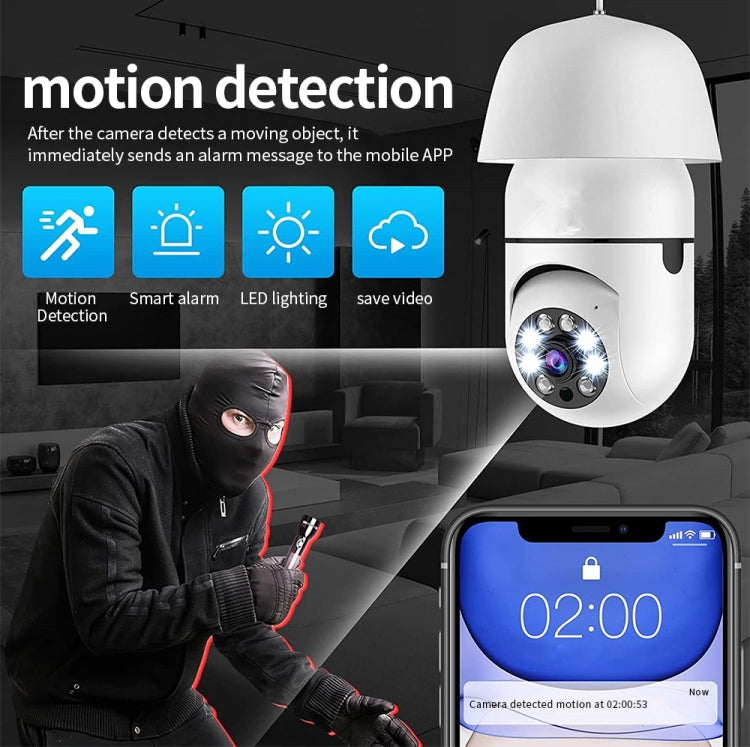 A6 2MP HD Light Bulb WiFi Camera Support Motion Detection/Two-way Audio/Night Vision/TF Card With 8G Memory Card - Security by buy2fix | Online Shopping UK | buy2fix