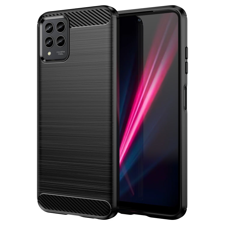 For T-Mobile REVVL 6 Pro 5G Brushed Texture Carbon Fiber TPU Phone Case(Black) - More Brand by buy2fix | Online Shopping UK | buy2fix