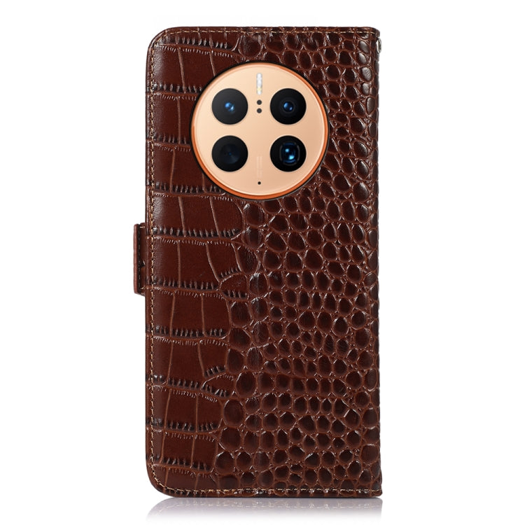 For Huawei Mate 50 Pro Crocodile Top Layer Cowhide Leather Phone Case(Brown) - Huawei Cases by buy2fix | Online Shopping UK | buy2fix