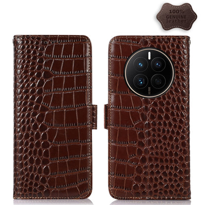 For Huawei Mate 50 Crocodile Top Layer Cowhide Leather Phone Case(Brown) - Huawei Cases by buy2fix | Online Shopping UK | buy2fix