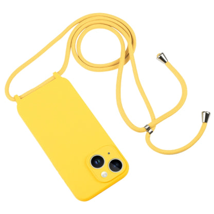 For iPhone 14 Plus Crossbody Lanyard Liquid Silicone Case(Yellow) - iPhone 14 Plus Cases by buy2fix | Online Shopping UK | buy2fix