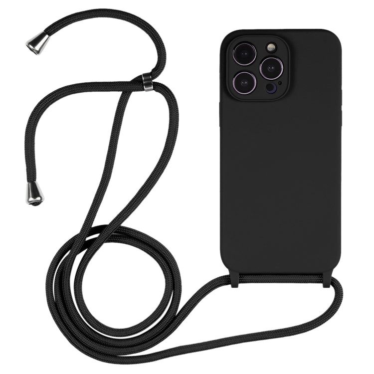 For iPhone 14 Pro Max Crossbody Lanyard Liquid Silicone Case(Black) - iPhone 14 Pro Max Cases by buy2fix | Online Shopping UK | buy2fix