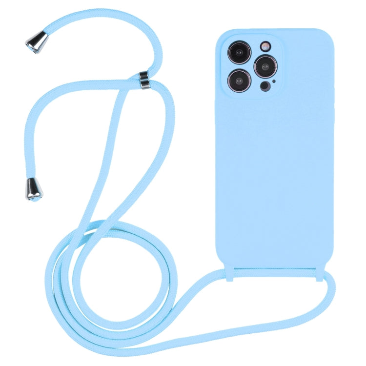 For iPhone 14 Pro Max Crossbody Lanyard Liquid Silicone Case(Blue) - iPhone 14 Pro Max Cases by buy2fix | Online Shopping UK | buy2fix