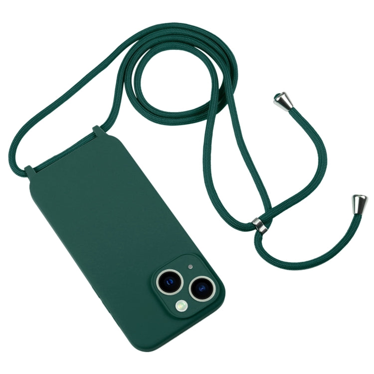 For iPhone 13 Crossbody Lanyard Liquid Silicone Case(Pine Needle Green) - iPhone 13 Cases by buy2fix | Online Shopping UK | buy2fix