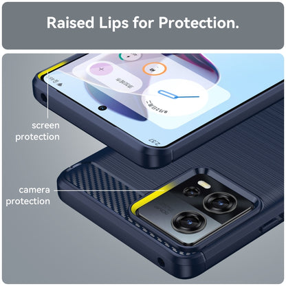 For Motorola Edge 30 Fusion/Moto S30 Pro Brushed Texture Carbon Fiber TPU Phone Case(Blue) - Motorola Cases by buy2fix | Online Shopping UK | buy2fix