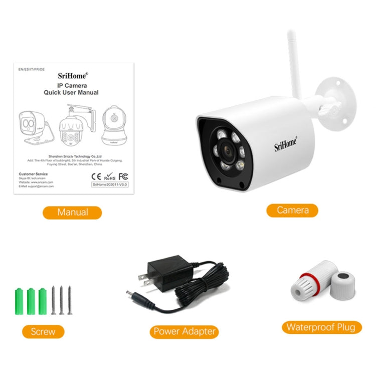 SriHome SH034C 4.0MP AI Humanoid Tracking WiFi Outdoor Surveillance Camera(US Plug) - Bullet Camera by SriHome | Online Shopping UK | buy2fix