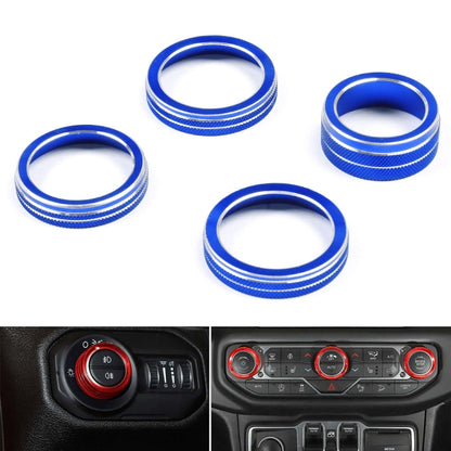 For Jeep Wrangler 2018-2021 4 in 1 Car Air Conditioner Switch Headlight Button Knob Cover Trim(Blue) - In Car by buy2fix | Online Shopping UK | buy2fix