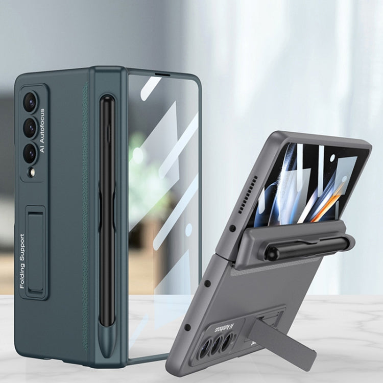 For Samsung Galaxy Z Fold4 GKK Magnetic Hinge Flip Phone Case with Holder & Pen Slot(Night Green) - Galaxy Z Fold4 5G Cases by GKK | Online Shopping UK | buy2fix