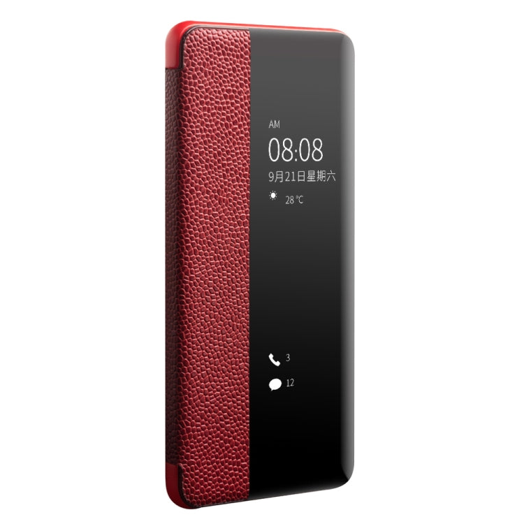 For Huawei P40 Pro QIALINO XiangNai Texture Side Window View Leather Phone Case(Red) - Huawei Cases by QIALINO | Online Shopping UK | buy2fix