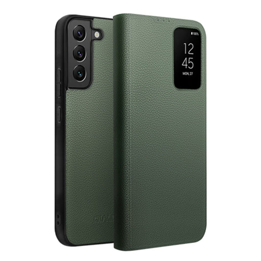 For Samsung Galaxy S22+ 5G QIALINO Magnetic Genuine Leather Phone Case(Green) - Galaxy S22+ 5G Cases by QIALINO | Online Shopping UK | buy2fix