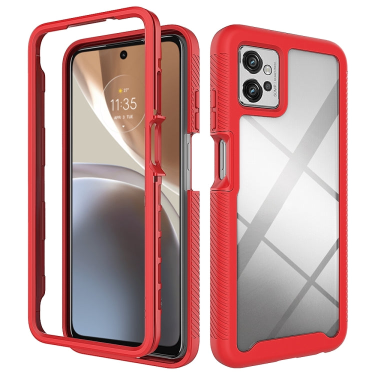 For Motorola Moto G32 Starry Sky Solid Color TPU Clear PC Phone Case(Red) - Motorola Cases by buy2fix | Online Shopping UK | buy2fix