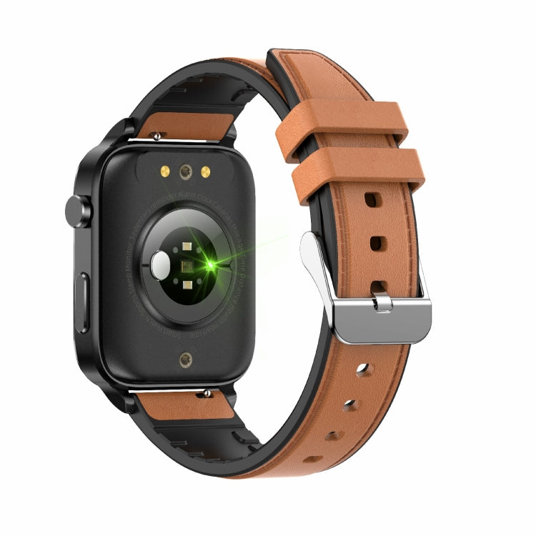 F100 1.7 inch HD Square Screen Leather Strap Smart Watch Supports Body Temperature Monitoring/Blood Oxygen Monitoring(Brown) - Smart Wear by buy2fix | Online Shopping UK | buy2fix