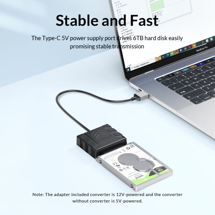 ORICO UTS1 Type-C / USB-C USB 3.0 2.5-inch SATA HDD Adapter with 12V 2A Power Adapter, Cable Length:0.5m(US Plug) - USB to IDE / SATA by ORICO | Online Shopping UK | buy2fix