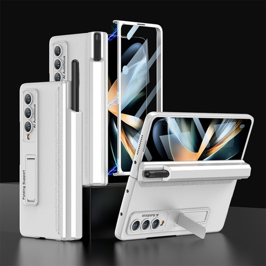 For Samsung Galaxy Z Fold4 GKK Integrated Magnetic Full Coverage Phone Case with Pen Drawer(Silver) - Galaxy Z Fold4 5G Cases by GKK | Online Shopping UK | buy2fix