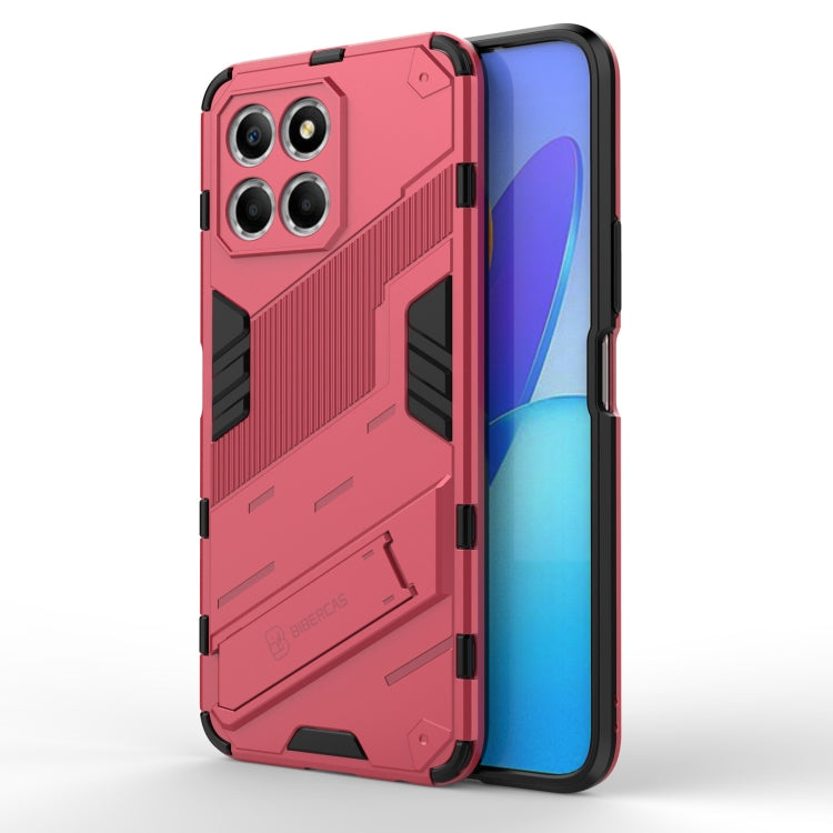 For Honor X8 5G Punk Armor PC + TPU Phone Case with Holder(Light Red) - Honor Cases by buy2fix | Online Shopping UK | buy2fix