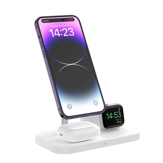 WA22 3 in 1 Magnetic Wireless Charger Phone Holder for iPhone 12 / 13 / 14 Series Phones & AirPods(White) - Apple Accessories by buy2fix | Online Shopping UK | buy2fix