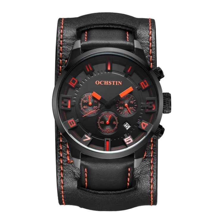 Ochstin 7236 Multifunctional Business Leather Wrist Wrist Waterproof Quartz Watch(Orange+Black) - Leather Strap Watches by OCHSTIN | Online Shopping UK | buy2fix