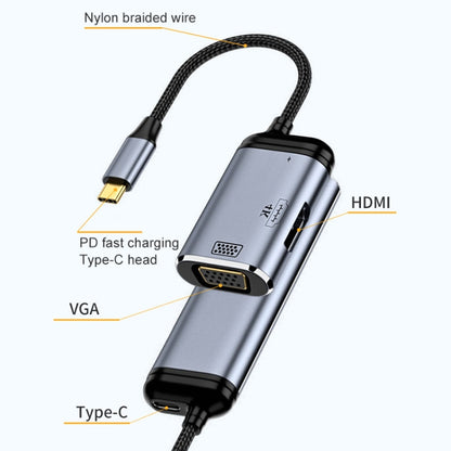 Y001 3 in 1 USB-C/Type-C to VGA+HDMI+USB-C/Type-C Audio Adapter Cable - Computer & Networking by buy2fix | Online Shopping UK | buy2fix