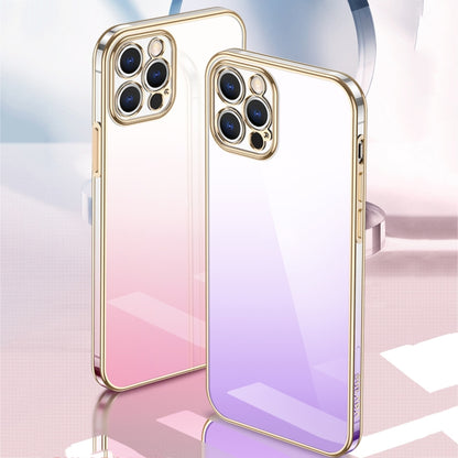 For iPhone 14 SULADA Iridescence Series Plating Transparent Gradient Phone Case(Gold) - iPhone 14 Cases by SULADA | Online Shopping UK | buy2fix