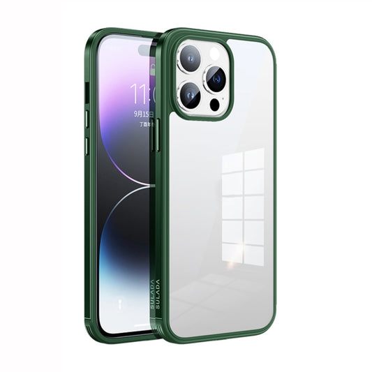 For iPhone 14 Pro Max SULADA Metal Frame + Nano Glass + TPU Phone Case(Green) - iPhone 14 Pro Max Cases by SULADA | Online Shopping UK | buy2fix