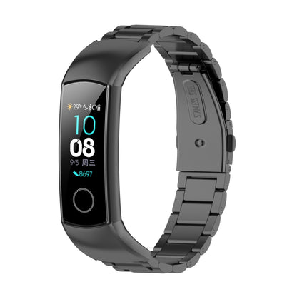 For Huawei Honor Band 4 (CRS-B19) / Honor Band 5 (CRS-B19S) Three Beads Steel Wrist Strap Watchband(Black) - Smart Wear by buy2fix | Online Shopping UK | buy2fix