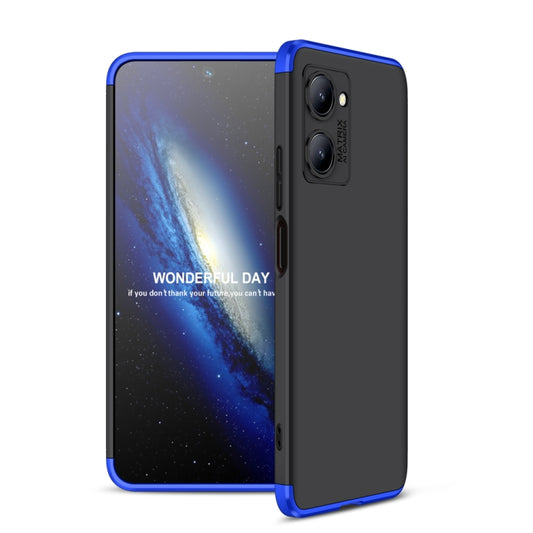 For Realme C33 GKK Three Stage Splicing Full Coverage PC Phone Case(Black Blue) - Realme Cases by GKK | Online Shopping UK | buy2fix