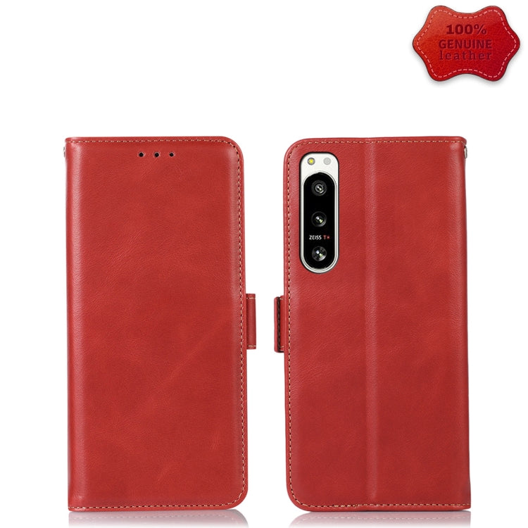 For Sony Xperia 5 IV Crazy Horse Top Layer Cowhide Leather Phone Case(Red) - Sony Cases by buy2fix | Online Shopping UK | buy2fix