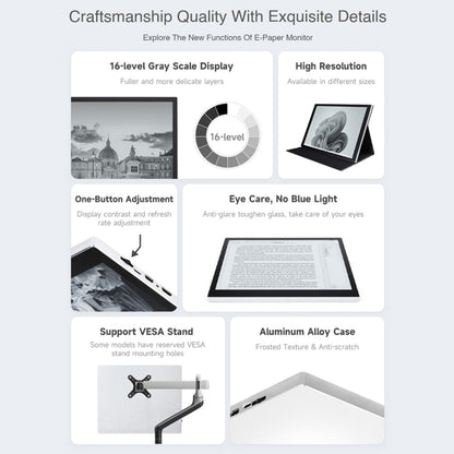 Waveshare 13.3 inch E-Paper Monitor External E-Paper Screen for MAC / Windows PC(EU Plug) - Mini PC Accessories by WAVESHARE | Online Shopping UK | buy2fix