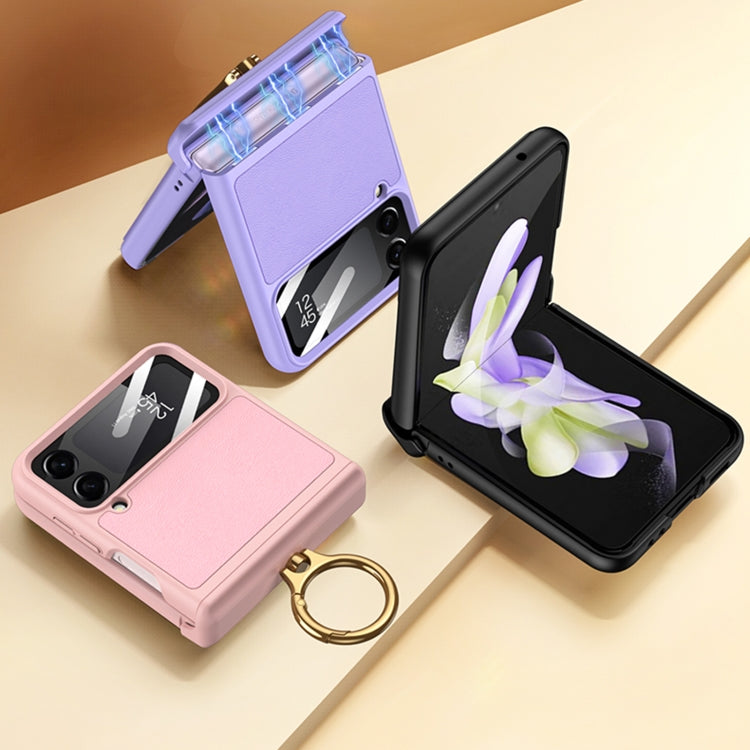 For Samsung Galaxy Z Flip4 GKK Magnetic Fold Hinge Full Coverage Phone Case with Ring Holder(Black) - Galaxy Z Flip4 5G Cases by GKK | Online Shopping UK | buy2fix