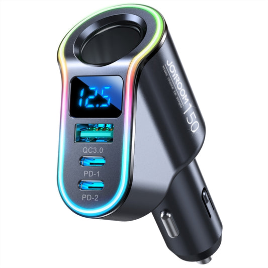 JOYROOM JR-CL21 150W 4-in-1 USB + Type-Cx2 Car Charger with Cigarette Lighter(Black) - In Car by JOYROOM | Online Shopping UK | buy2fix